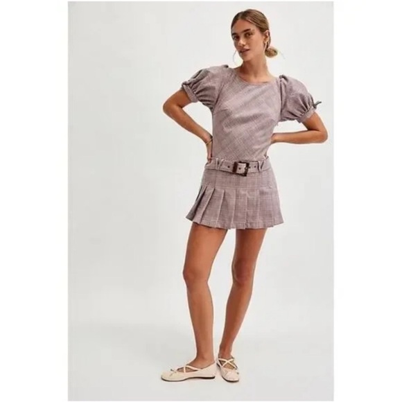 FREE PEOPLE SEVI PLEATED MINI DRESS SIZE S MSRP $168.00 NWOT - Picture 4 of 12